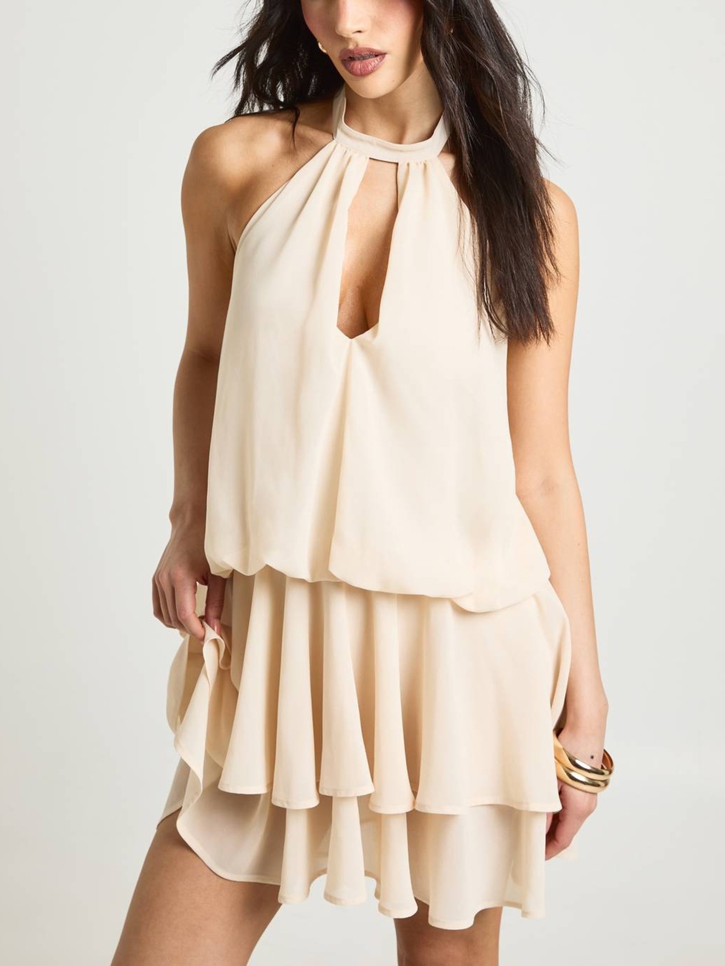 Backless Chiffon Mini Dress