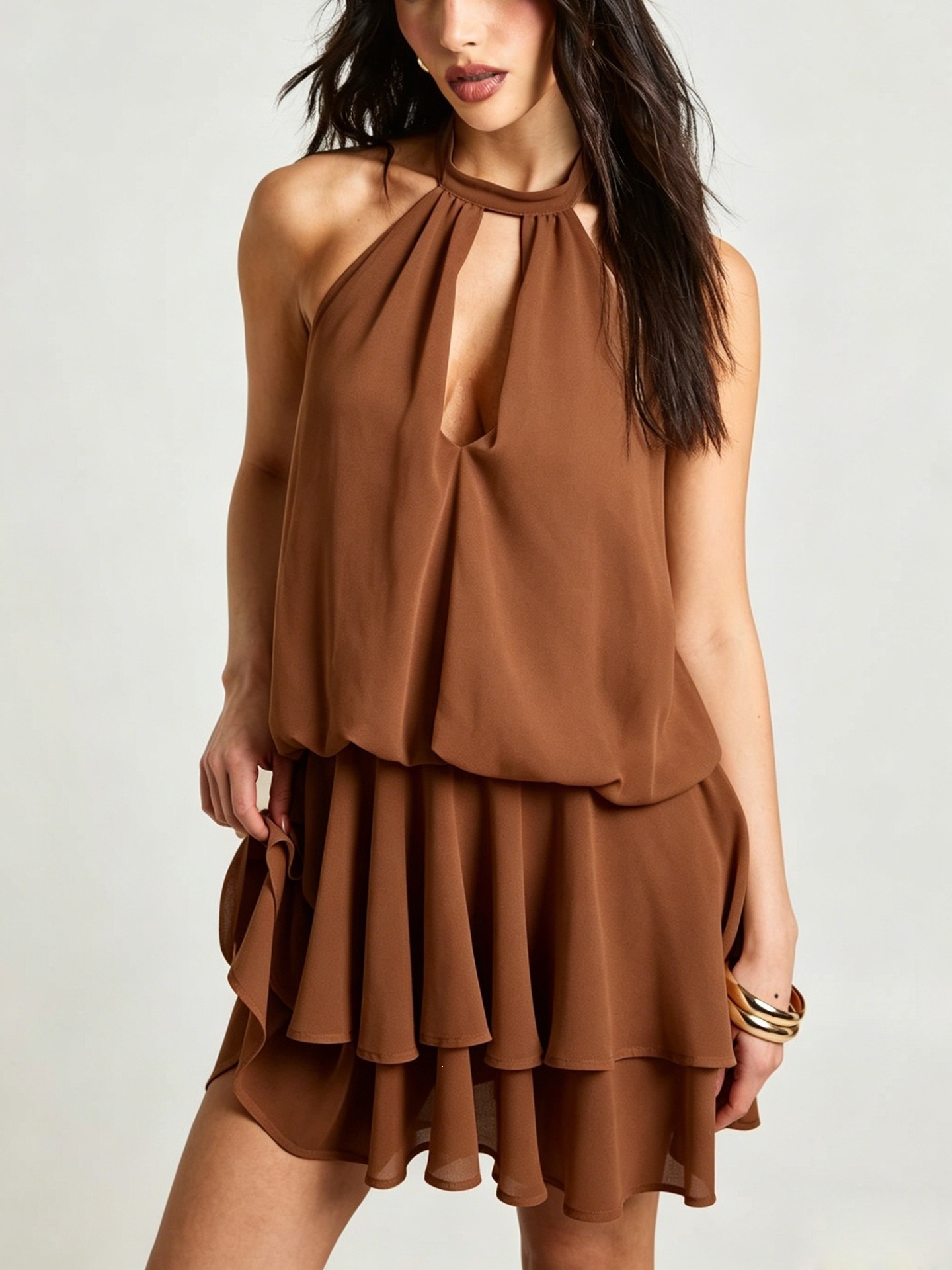 Backless Chiffon Mini Dress