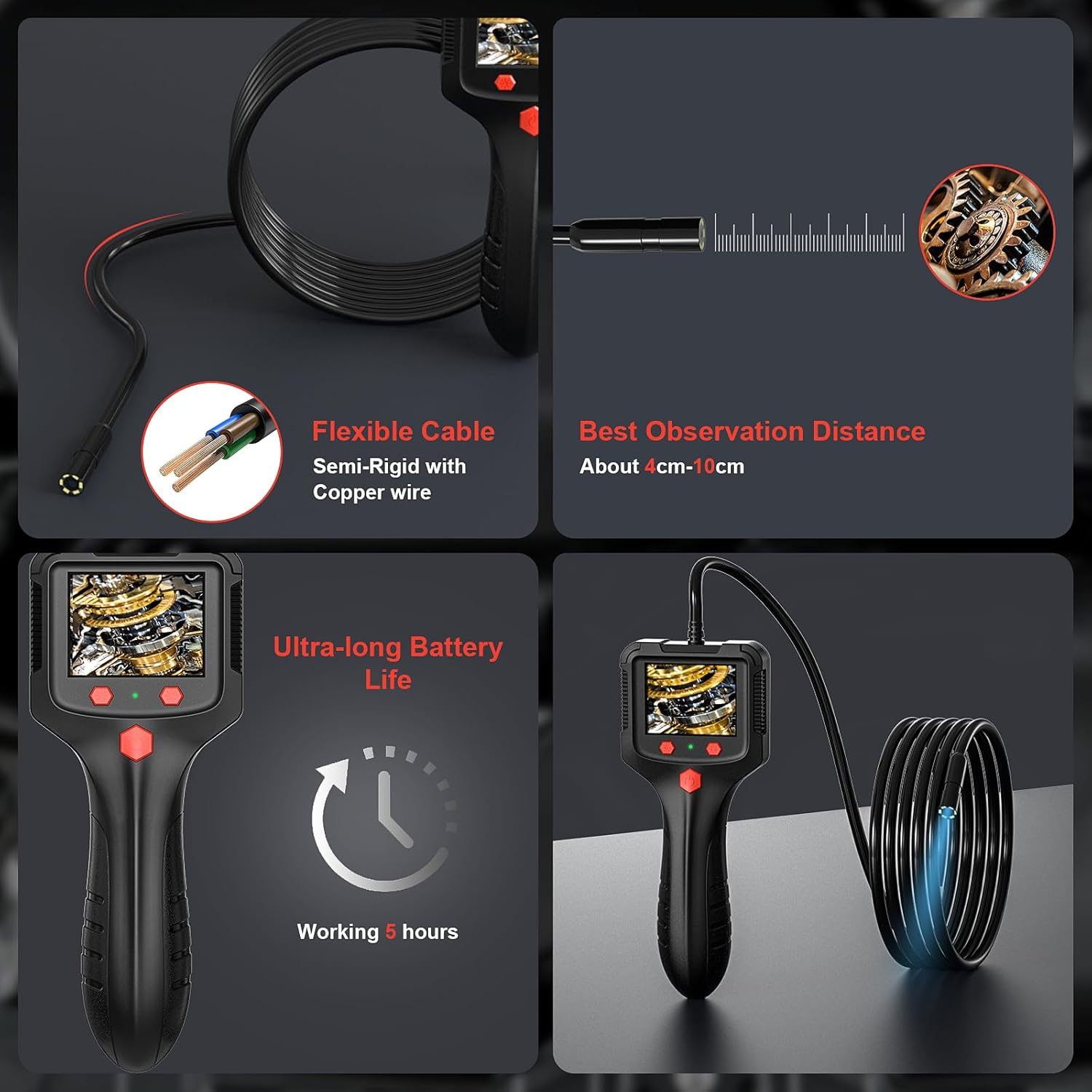 HD Dual-Lens Waterproof Endoscope