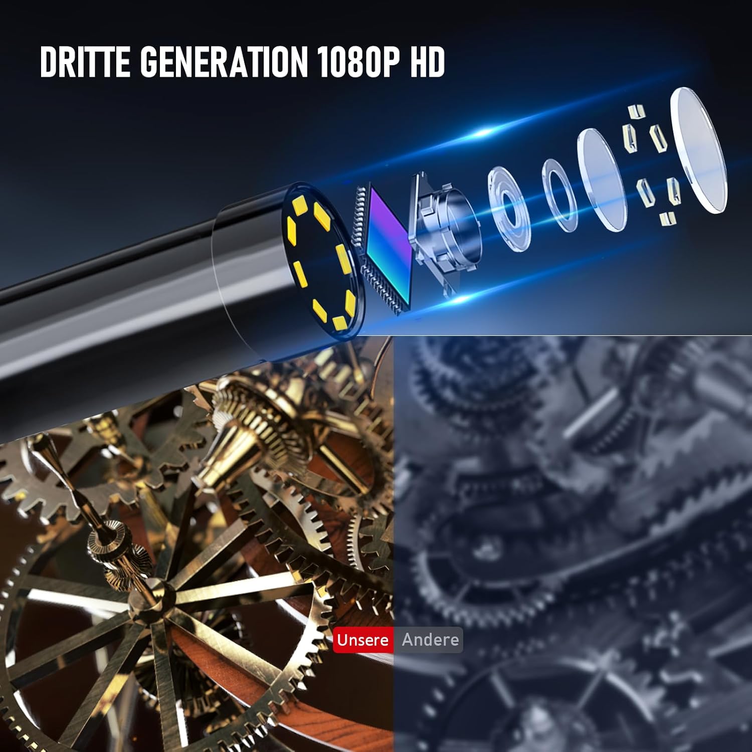 HD Dual-Lens Waterproof Endoscope
