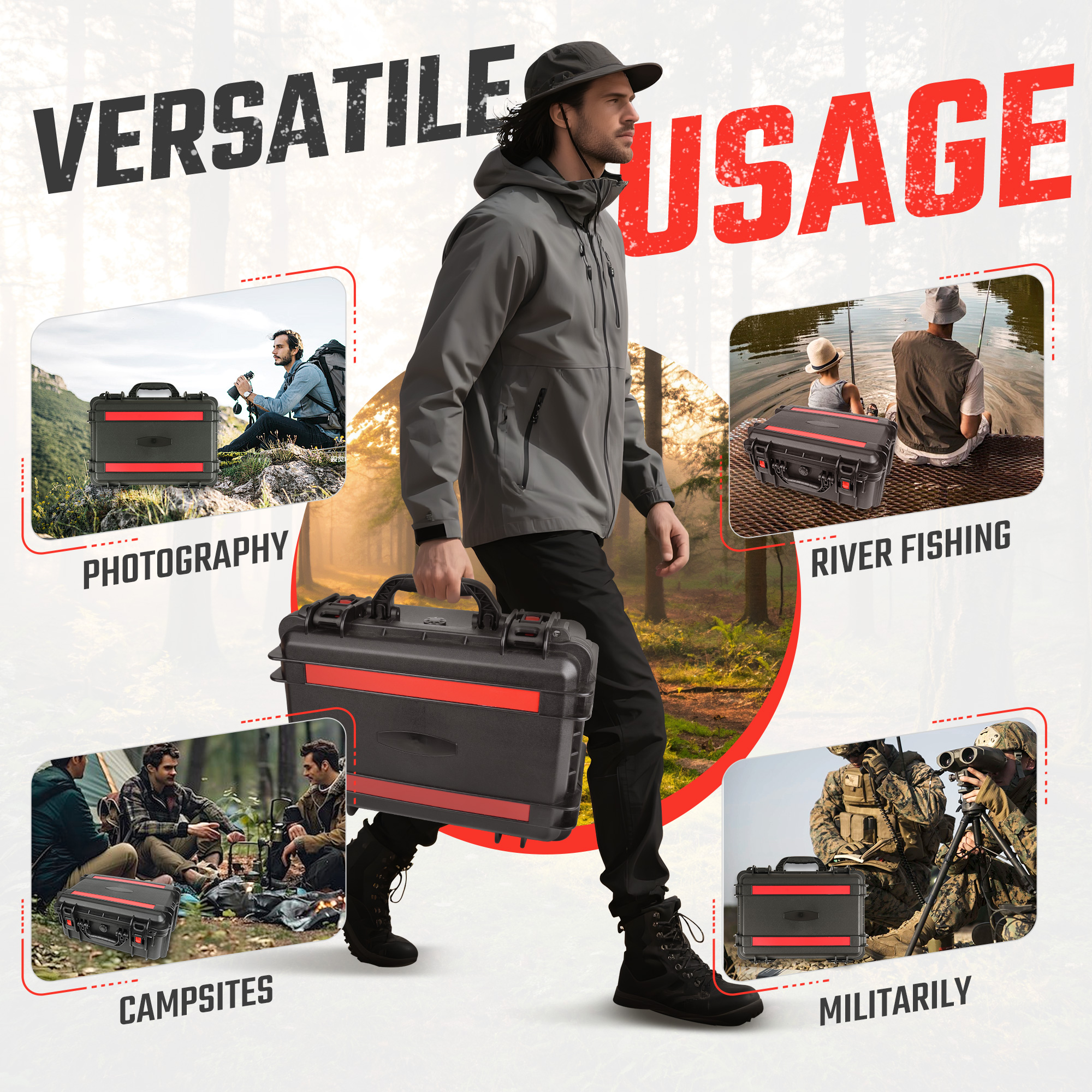 Professional Equipment Case With Adjustable Dividers