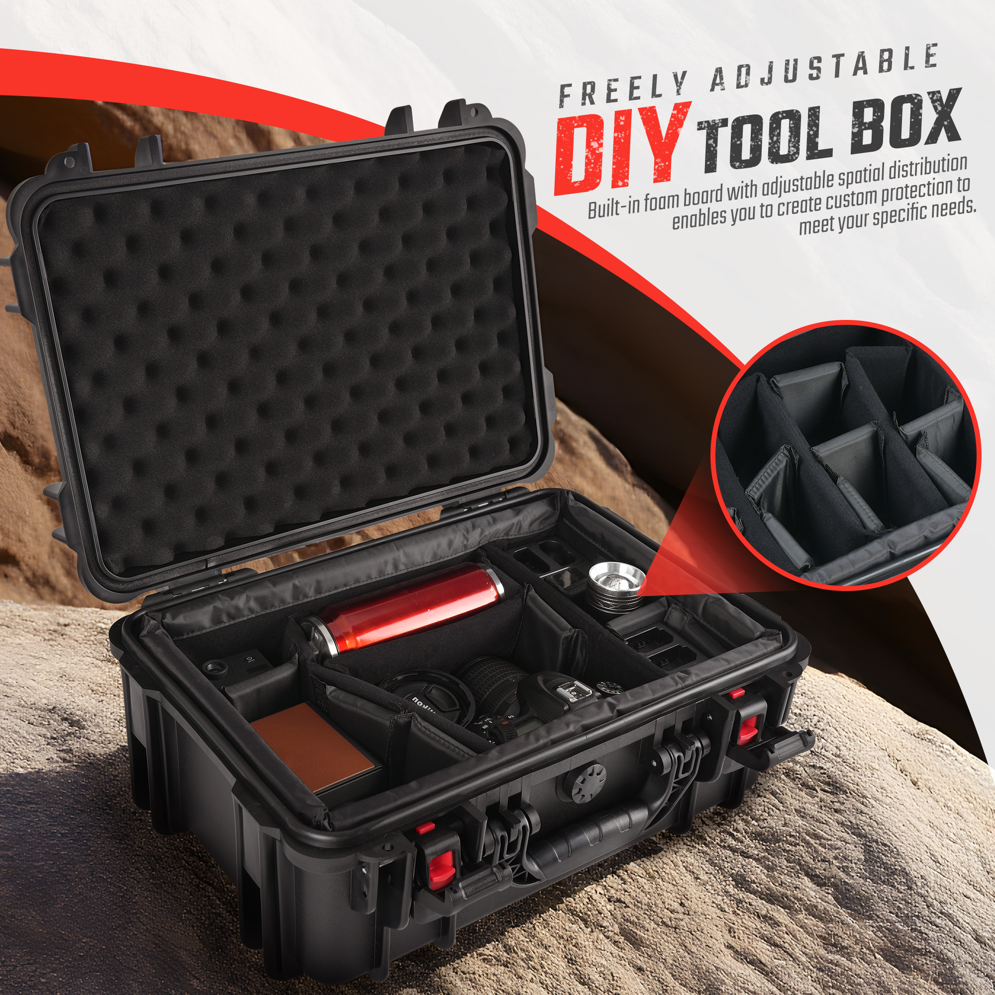 Professional Equipment Case With Adjustable Dividers