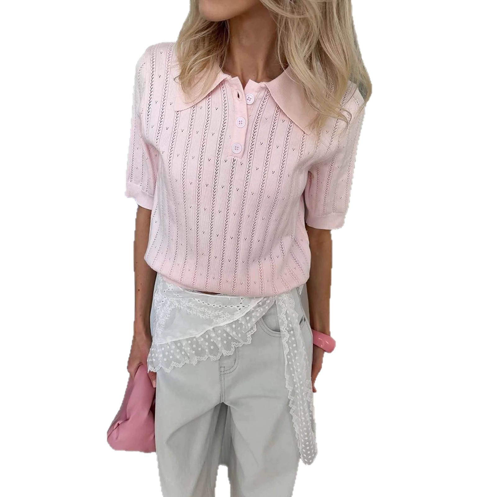 Womens Polo Knit Top