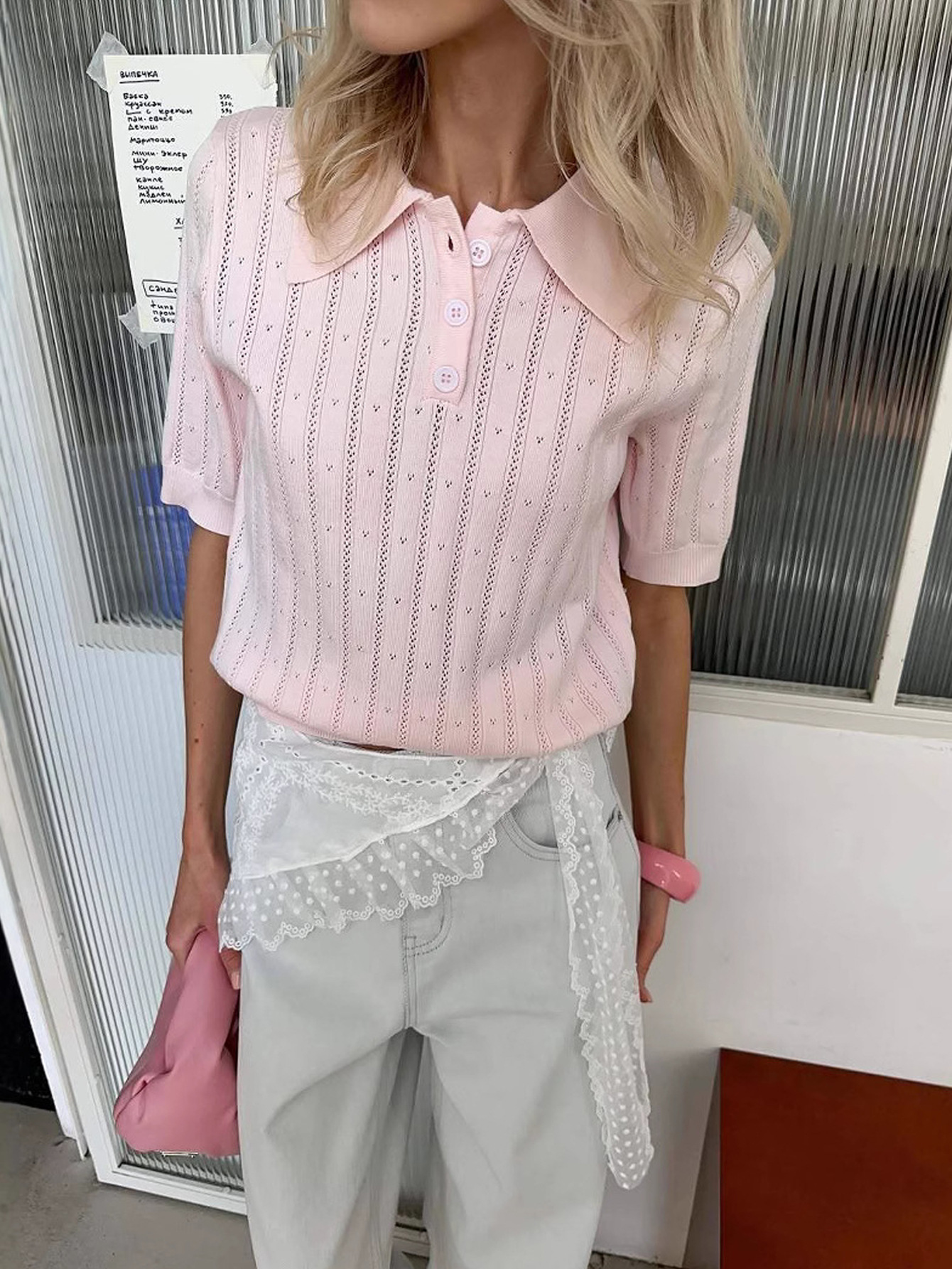 Womens Polo Knit Top