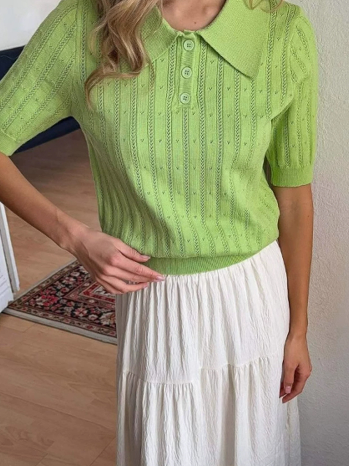 Womens Polo Knit Top