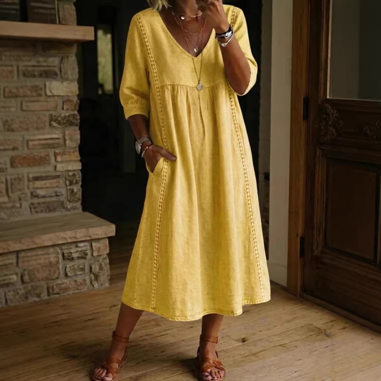 Linen Cotton Patchwork Dress