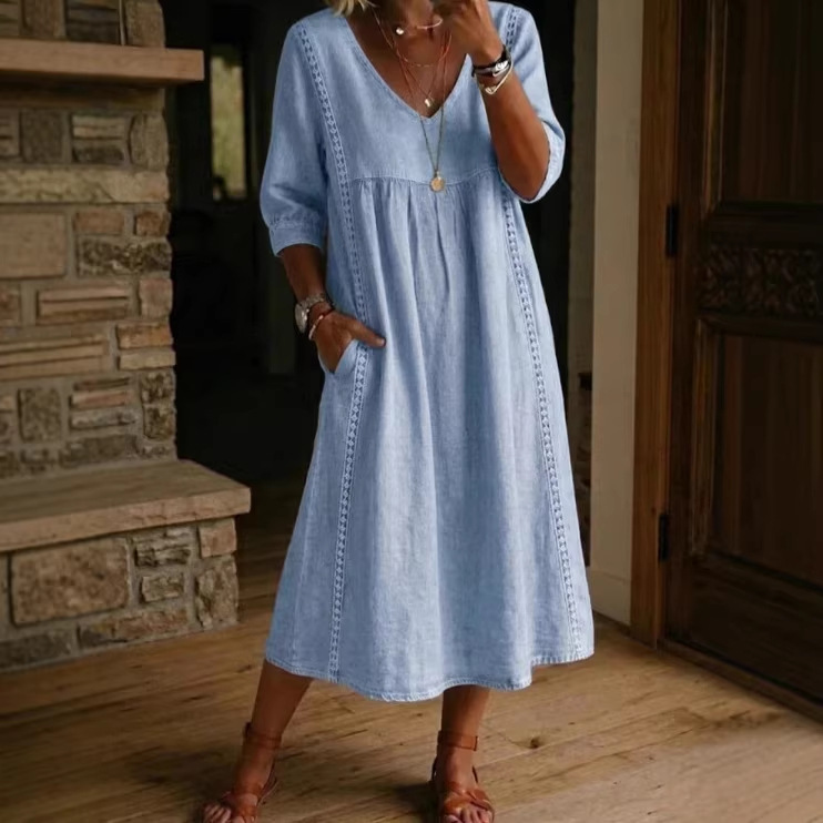 Linen Cotton Patchwork Dress