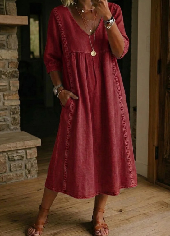 Linen Cotton Patchwork Dress