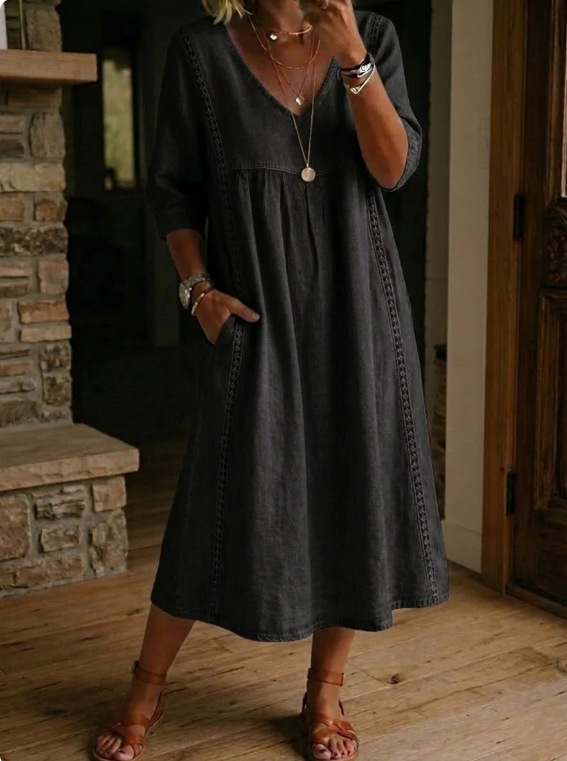 Linen Cotton Patchwork Dress