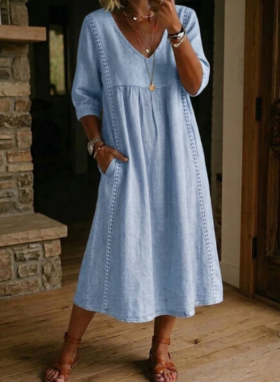 Linen Cotton Patchwork Dress