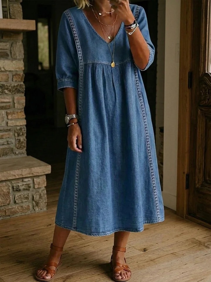 Linen Cotton Patchwork Dress