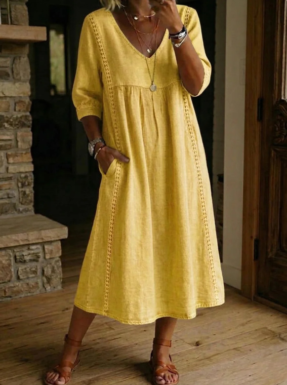 Linen Cotton Patchwork Dress