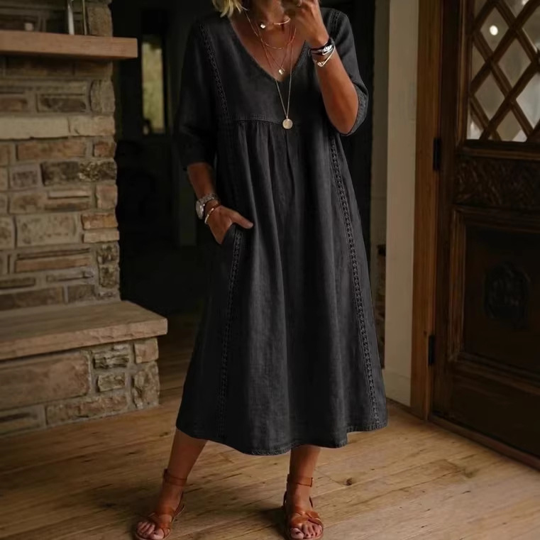 Linen Cotton Patchwork Dress