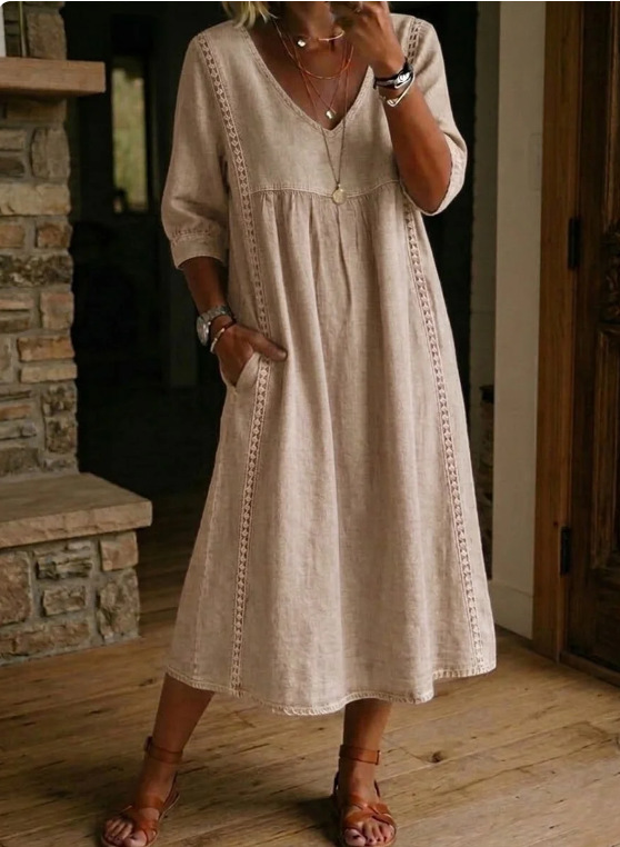 Linen Cotton Patchwork Dress