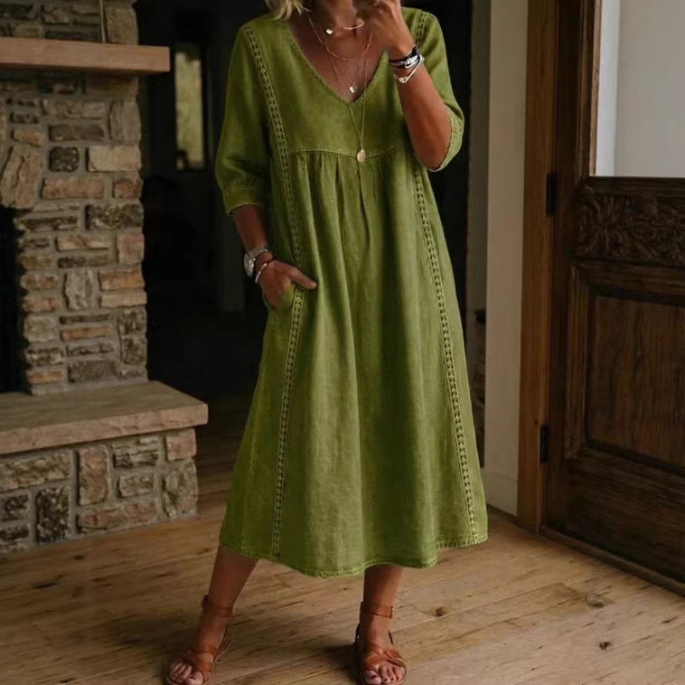 Linen Cotton Patchwork Dress
