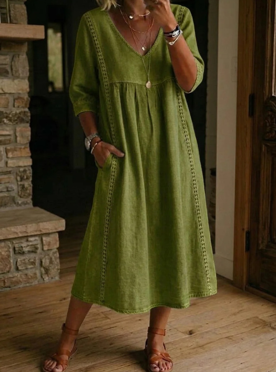 Linen Cotton Patchwork Dress