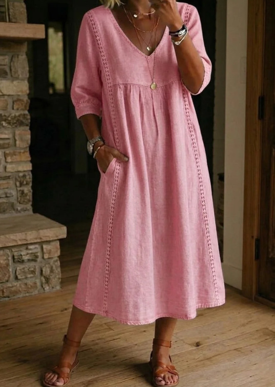 Linen Cotton Patchwork Dress