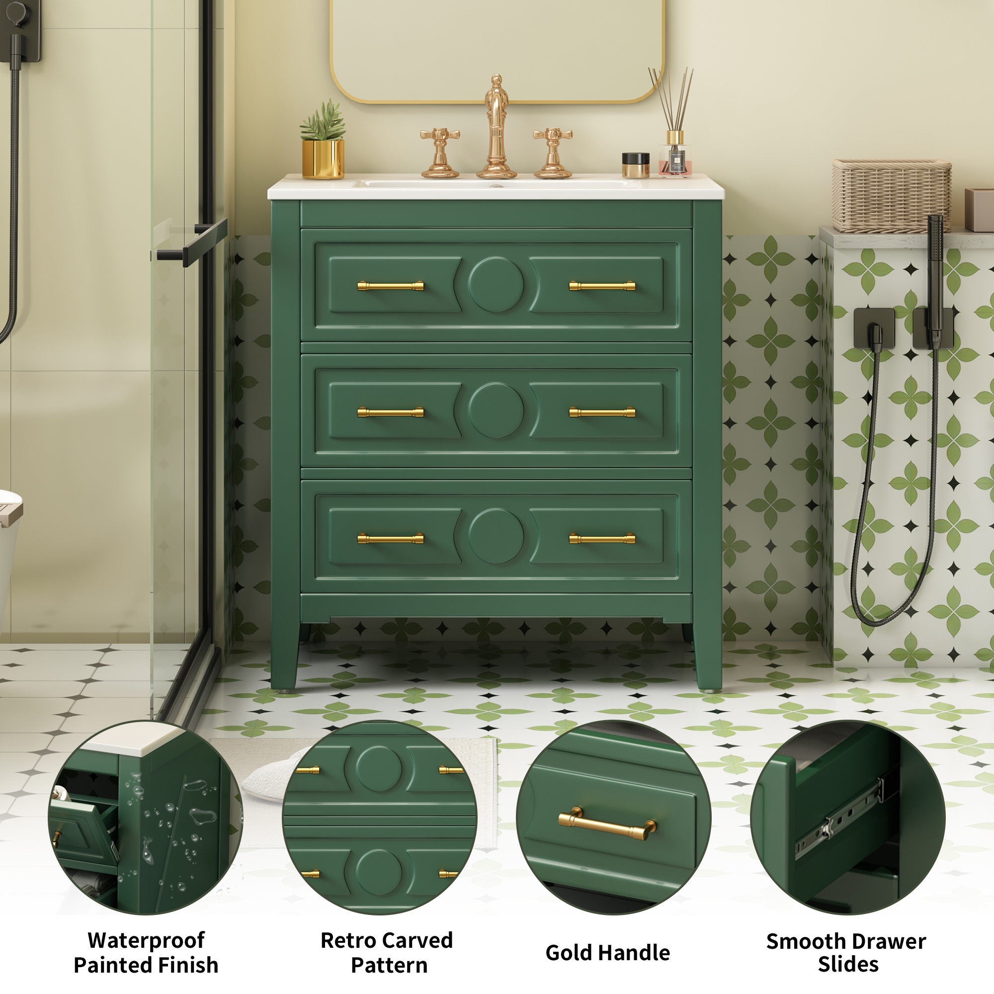 30 Bathroom Vanity With Ceramic Sink