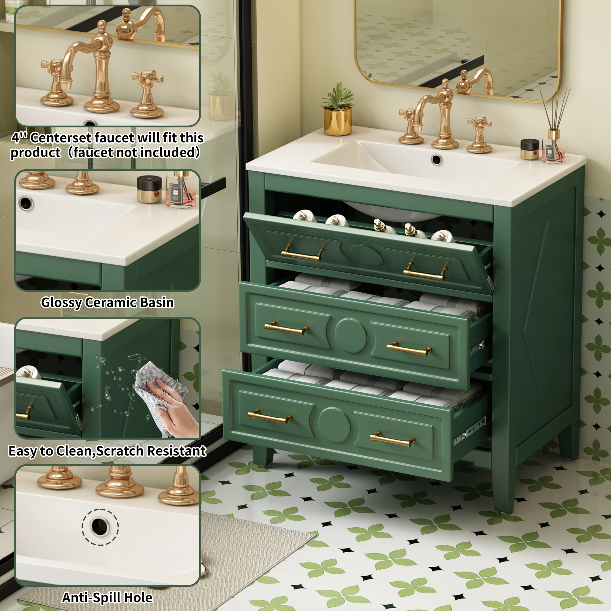 30 Bathroom Vanity With Ceramic Sink