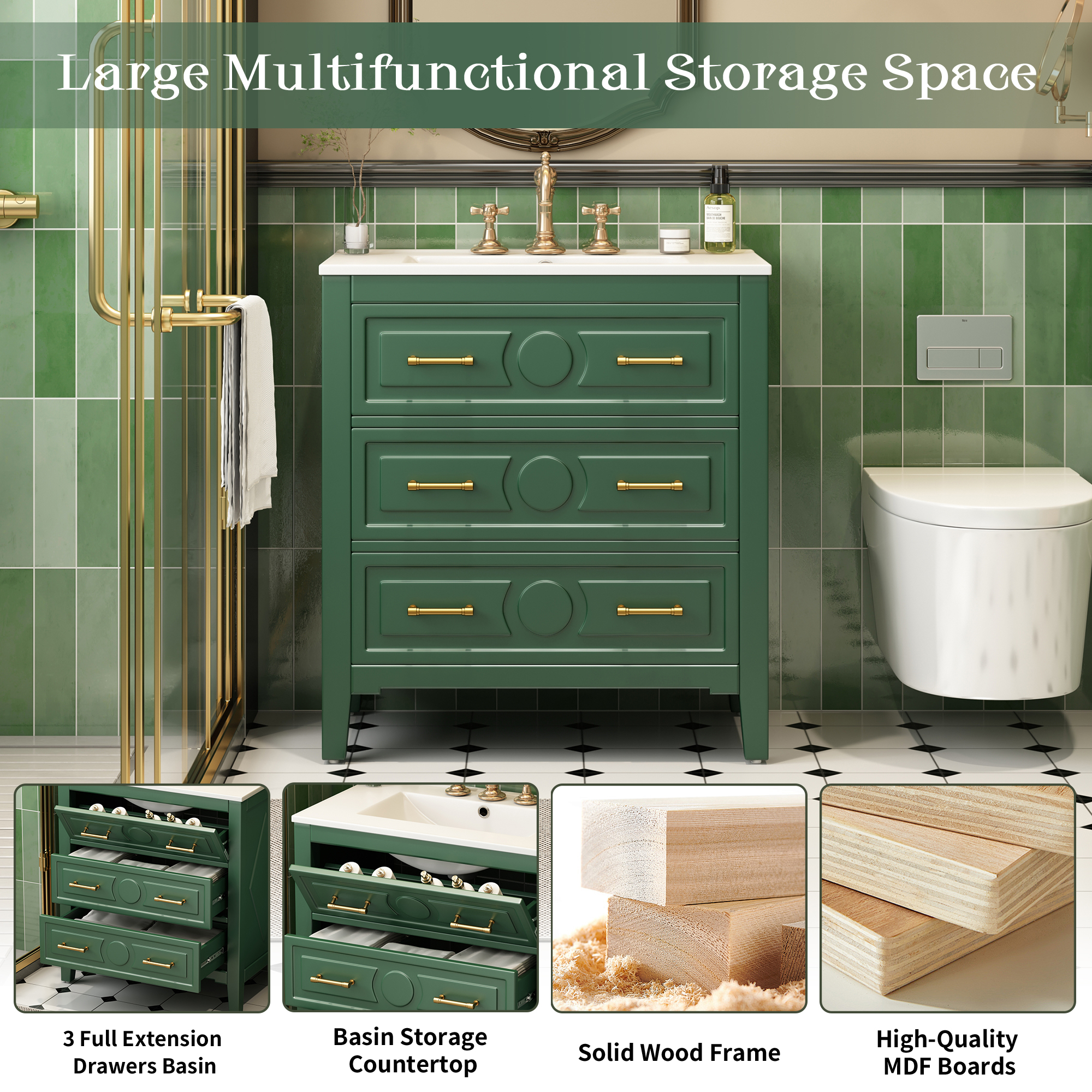 30 Bathroom Vanity With Ceramic Sink