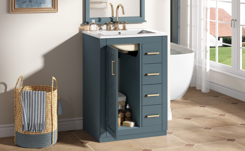 Bathroom Vanity Ceramic Sink Blue