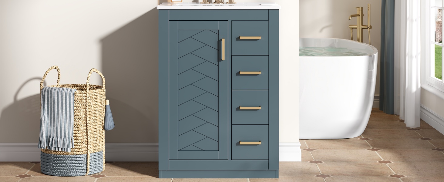 Bathroom Vanity Ceramic Sink Blue