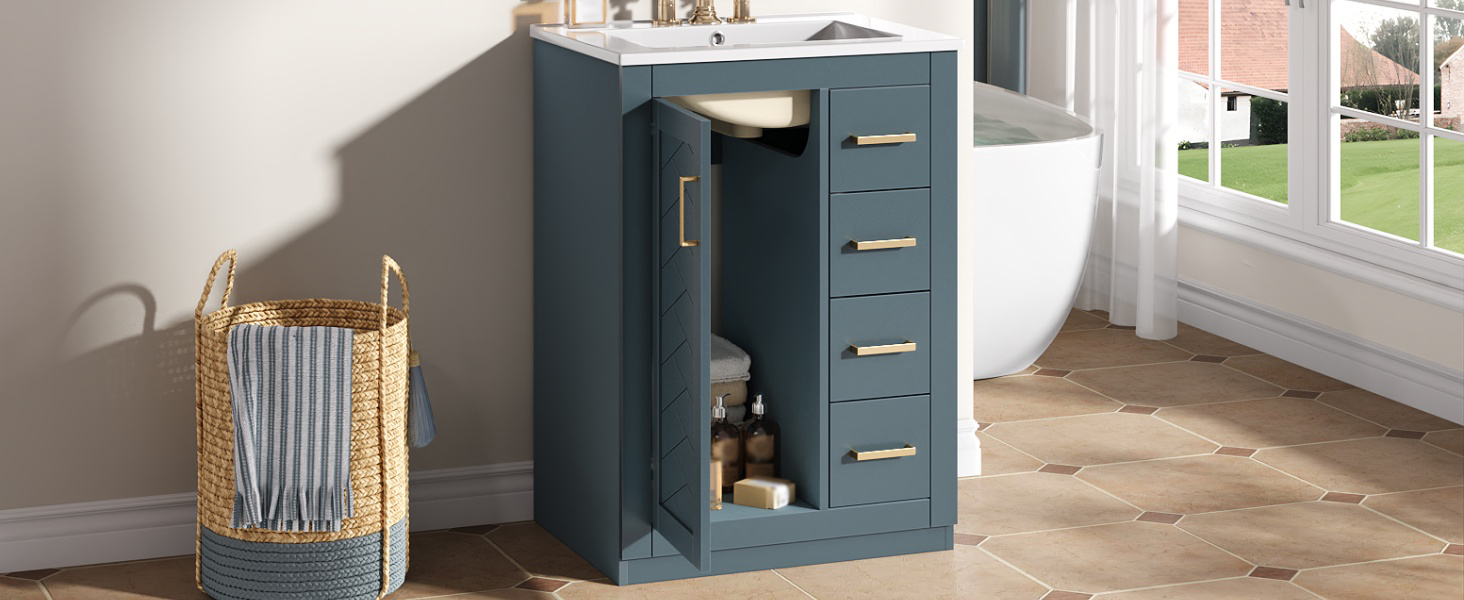 Bathroom Vanity Ceramic Sink Blue