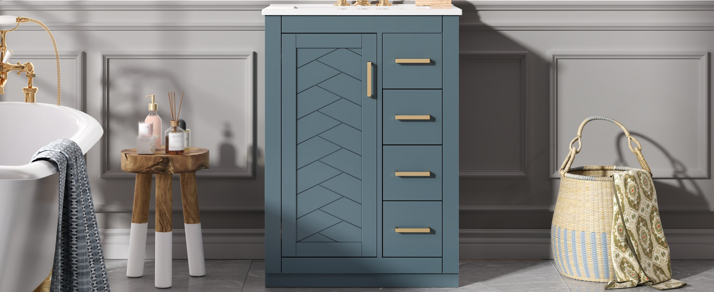 Bathroom Vanity Ceramic Sink Blue