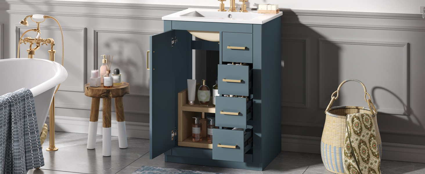Bathroom Vanity Ceramic Sink Blue