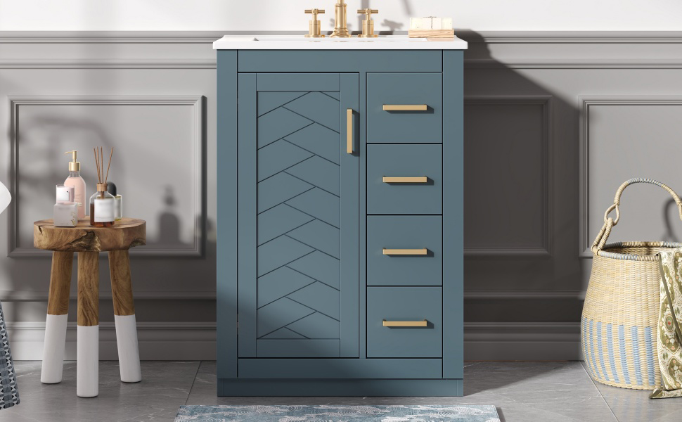 Bathroom Vanity Ceramic Sink Blue