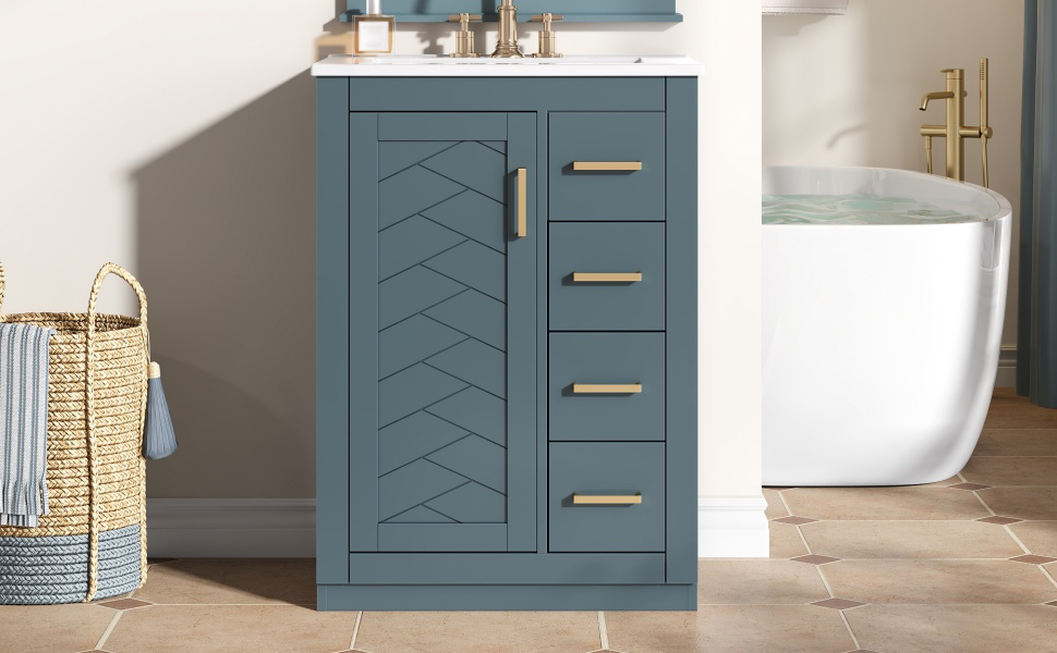 Bathroom Vanity Ceramic Sink Blue