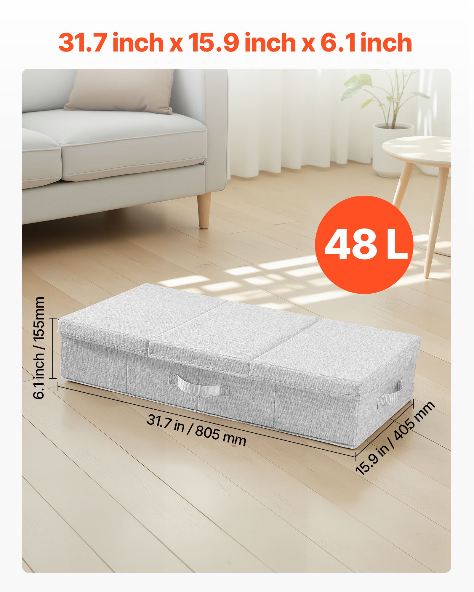Under Bed Storage with Lids, 31.7 X 15.9 Inch