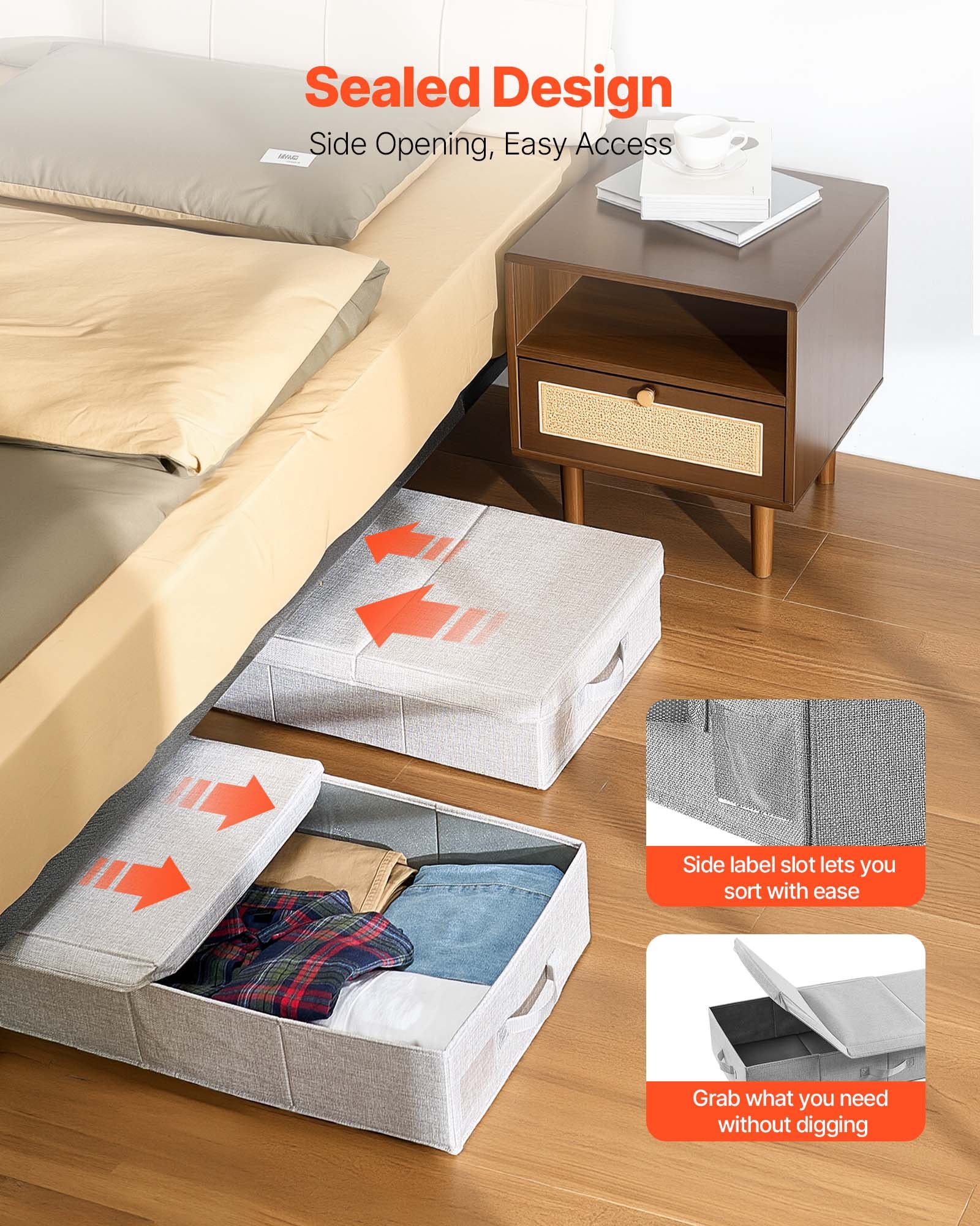 Under Bed Storage with Lids, 31.7 X 15.9 Inch