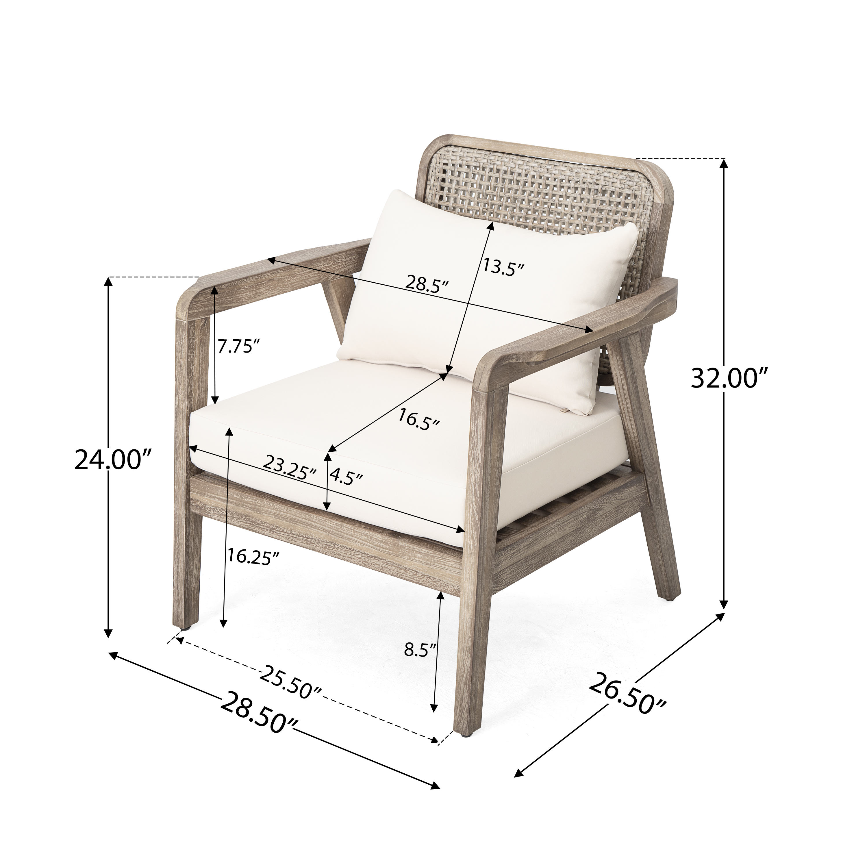 Acacia Wood Patio Club Chair Set
