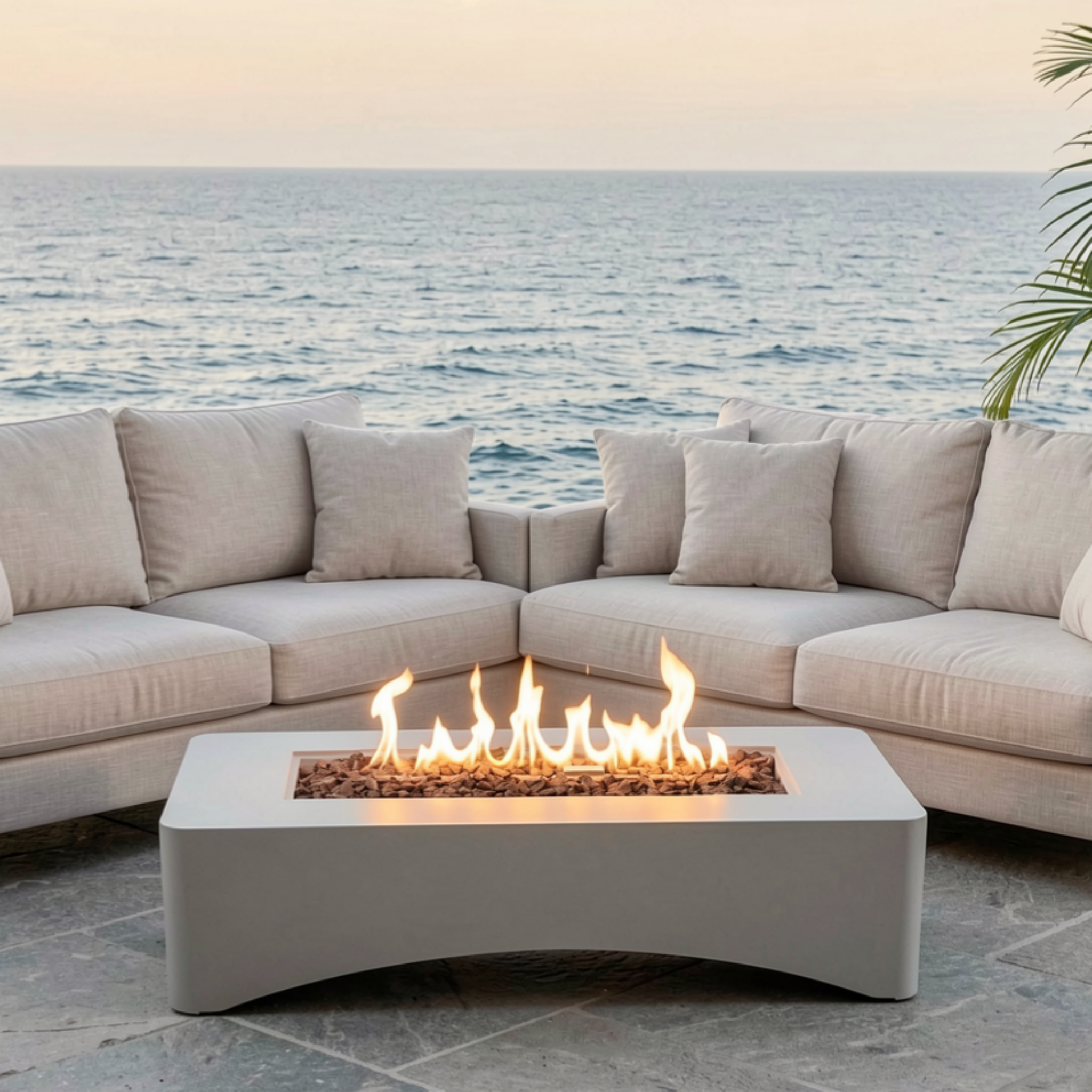 Propane Fire Pit Table, 56 Rectangular with Waterproof Cover