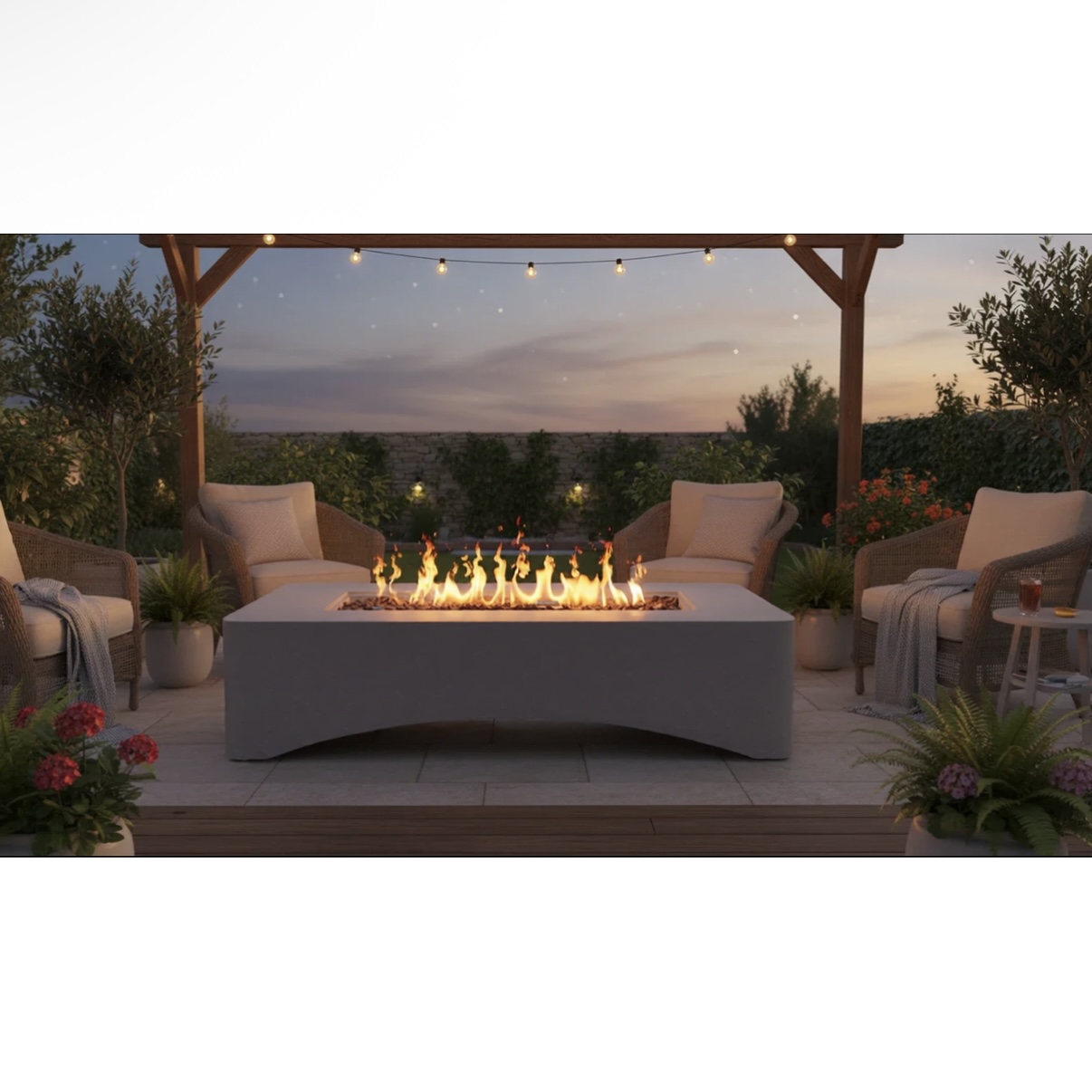 Propane Fire Pit Table, 56 Rectangular with Waterproof Cover