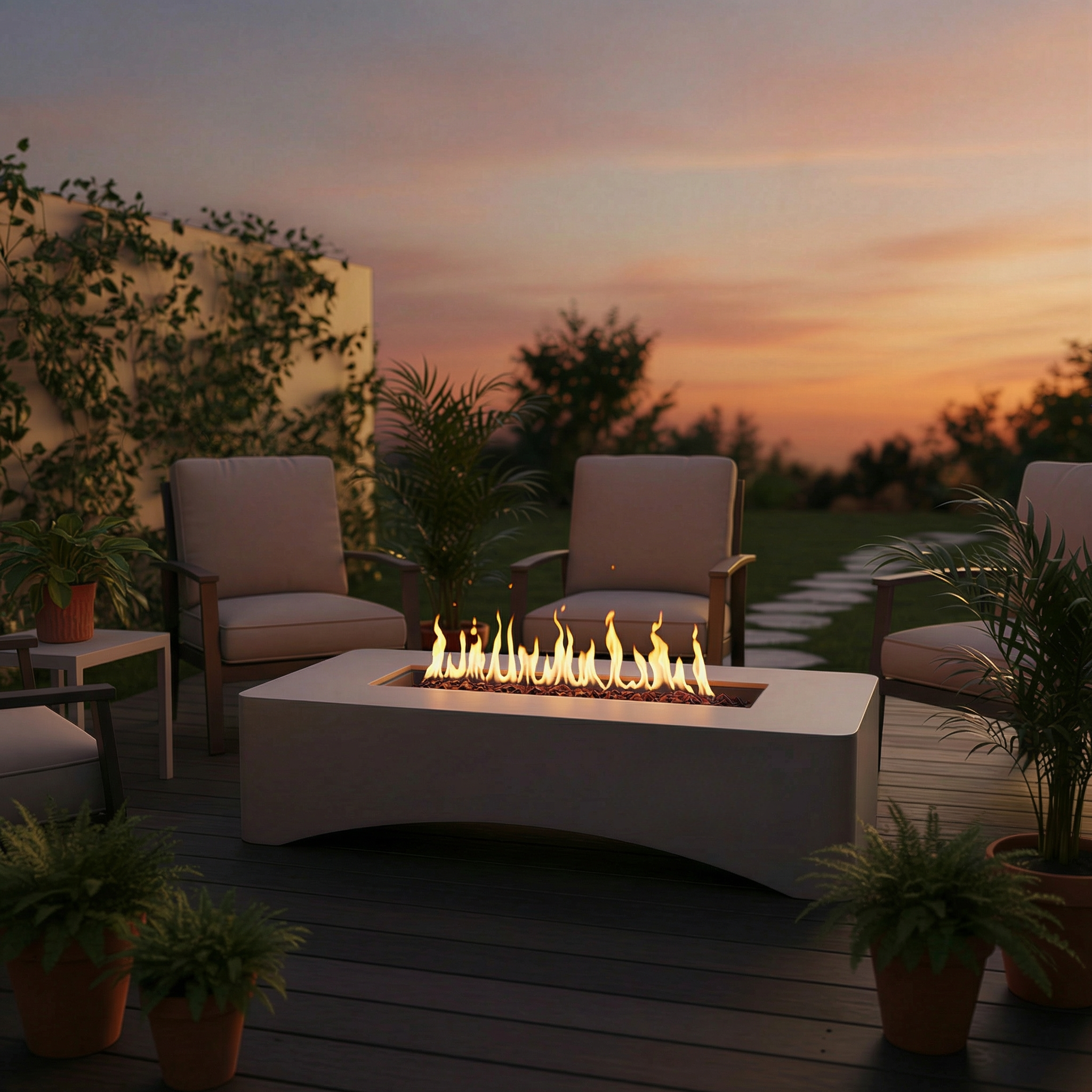 Propane Fire Pit Table, 56 Rectangular with Waterproof Cover