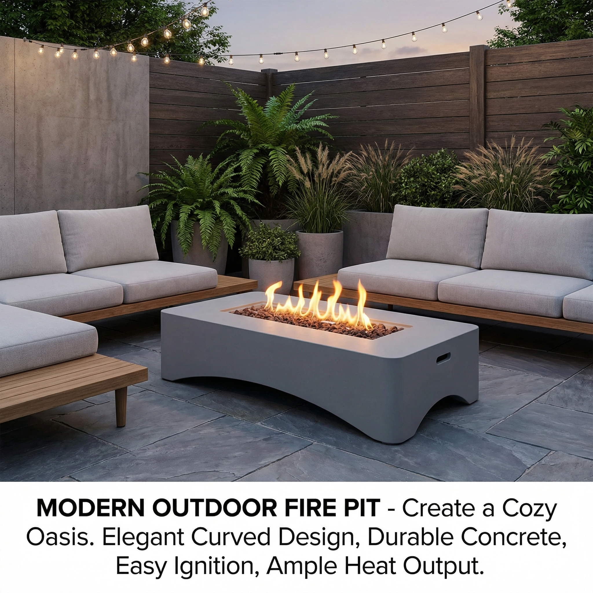 Propane Fire Pit Table, 56 Rectangular with Waterproof Cover