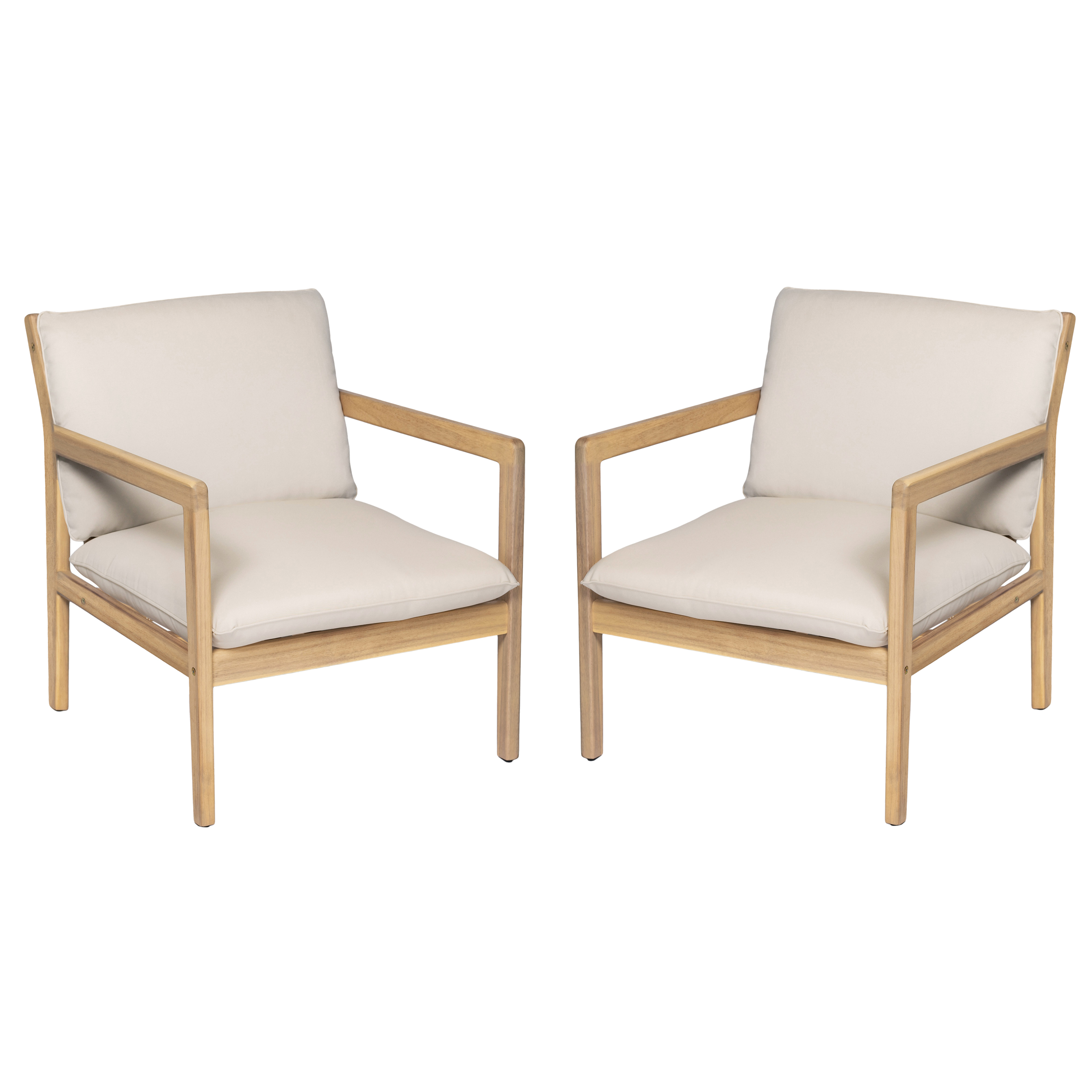 Acacia Wood Armchair Patio Set