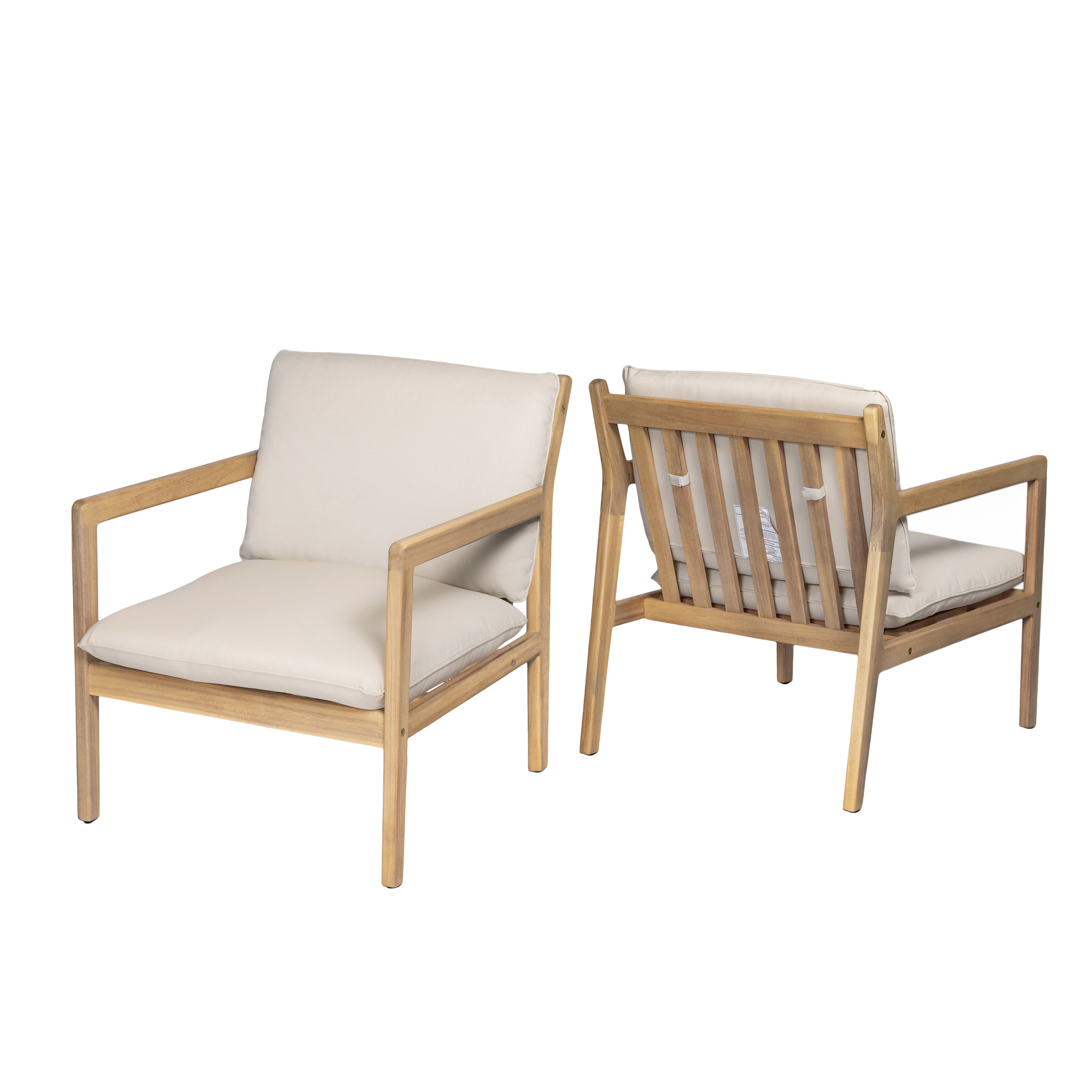 Acacia Wood Armchair Patio Set