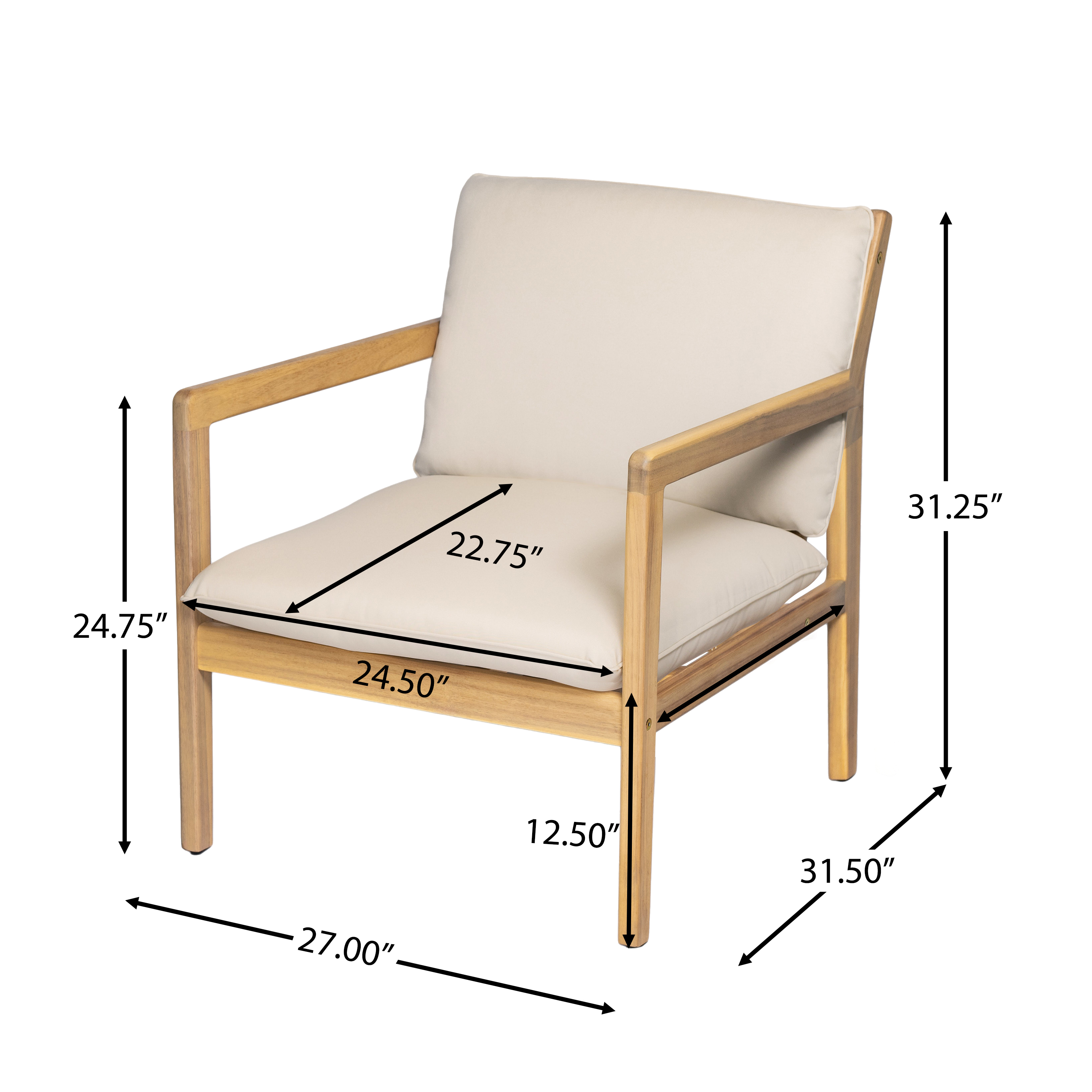 Acacia Wood Armchair Patio Set