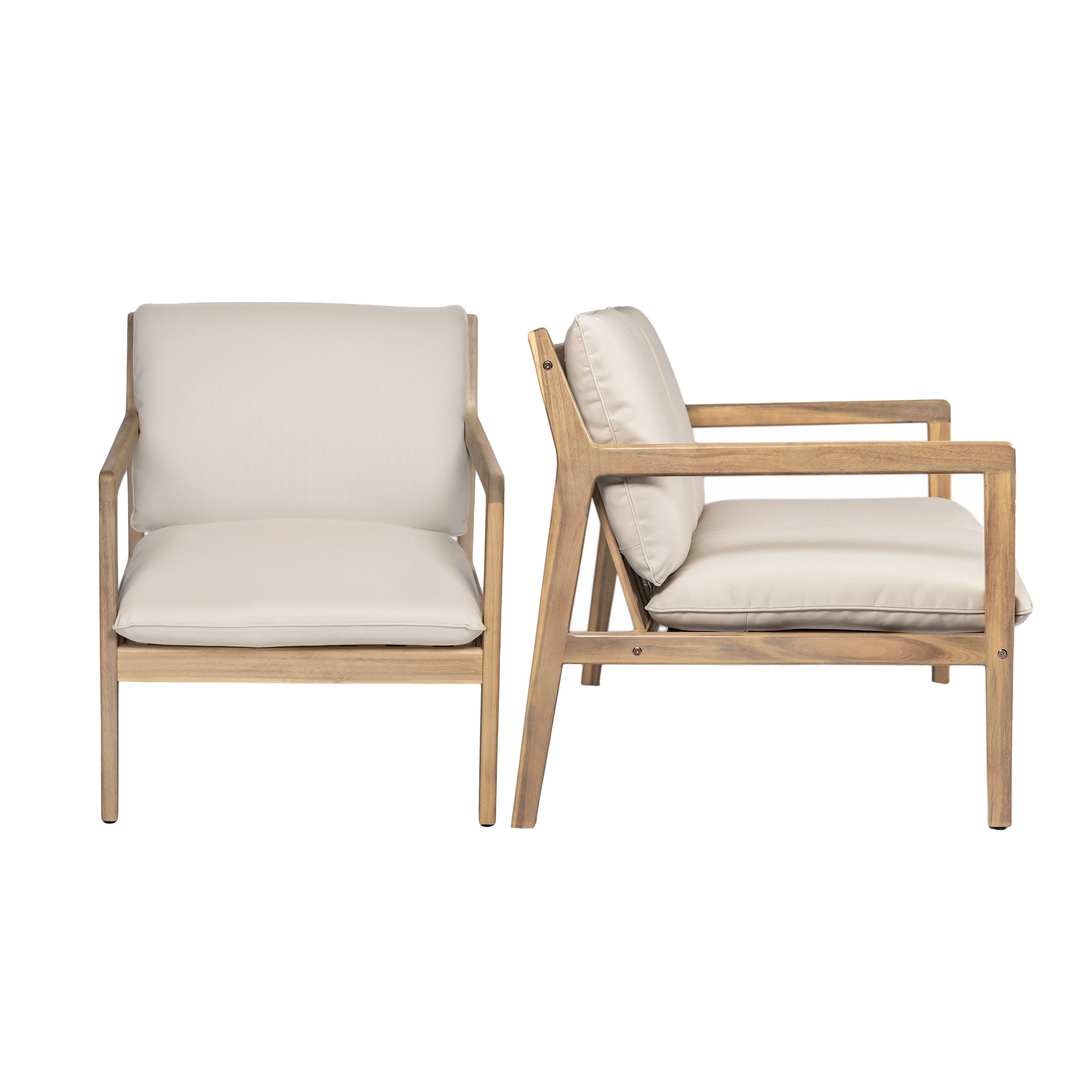 Acacia Wood Armchair Patio Set