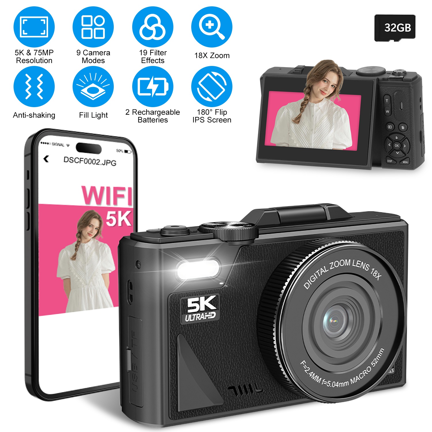 Digital Camera 5K WiFi
