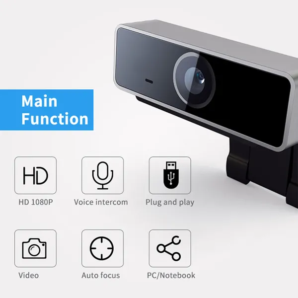 FHD 1080P Webcam with Auto Focus and Microphone