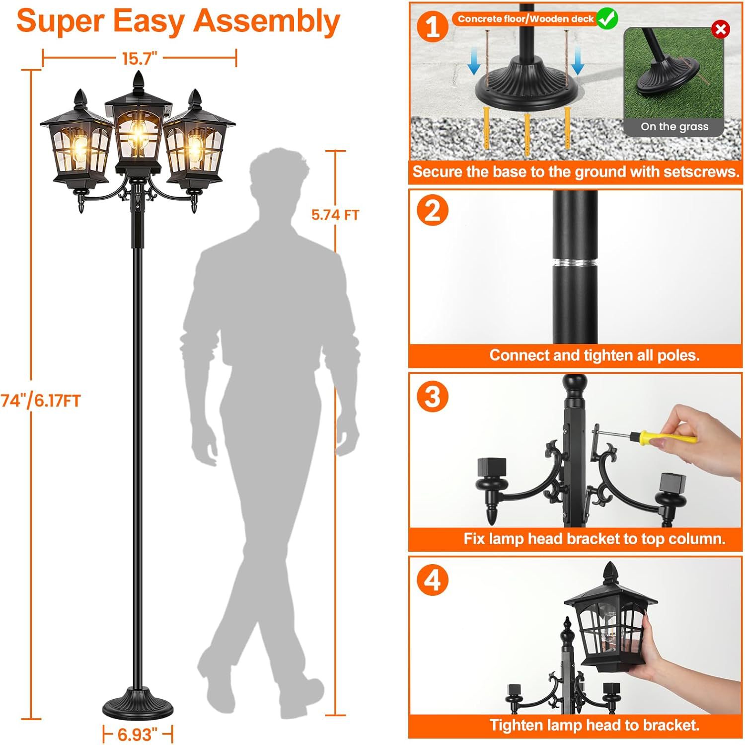 Solar Street Light Post Lamp