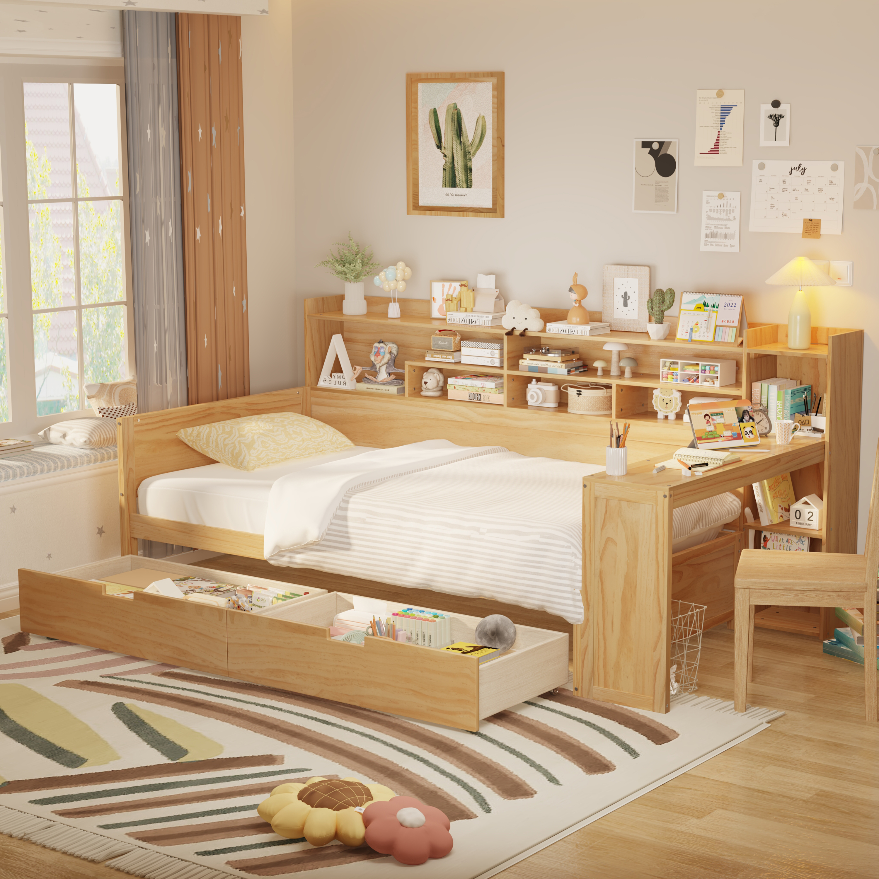 Wooden Twin Size Daybed Storage