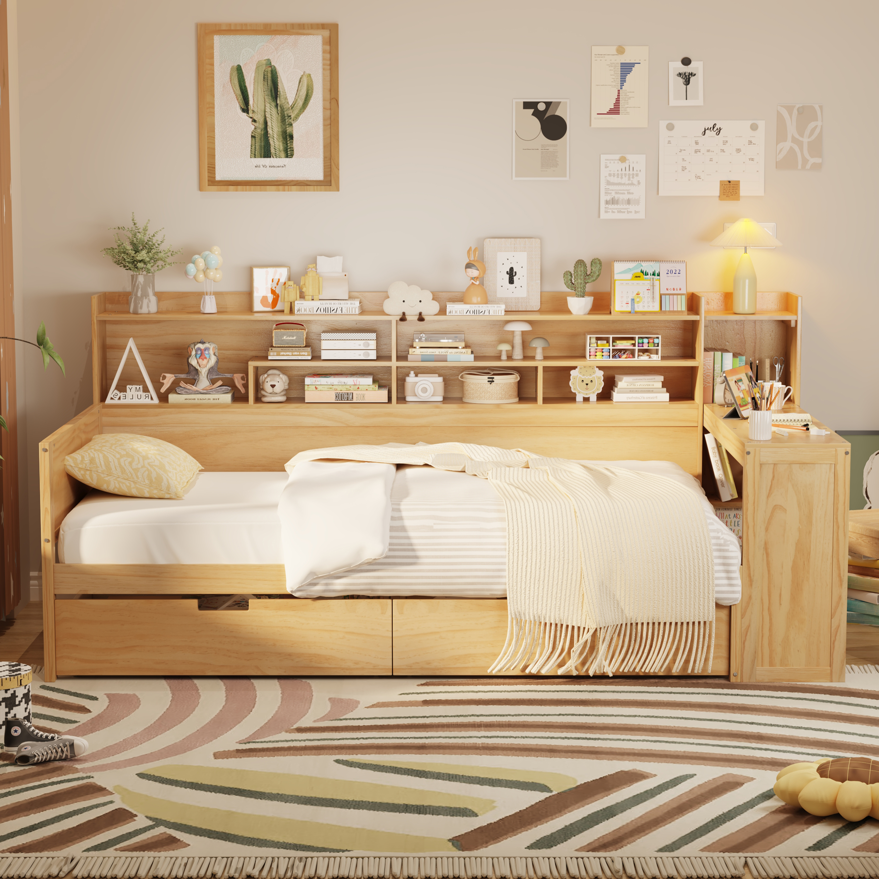 Wooden Twin Size Daybed Storage