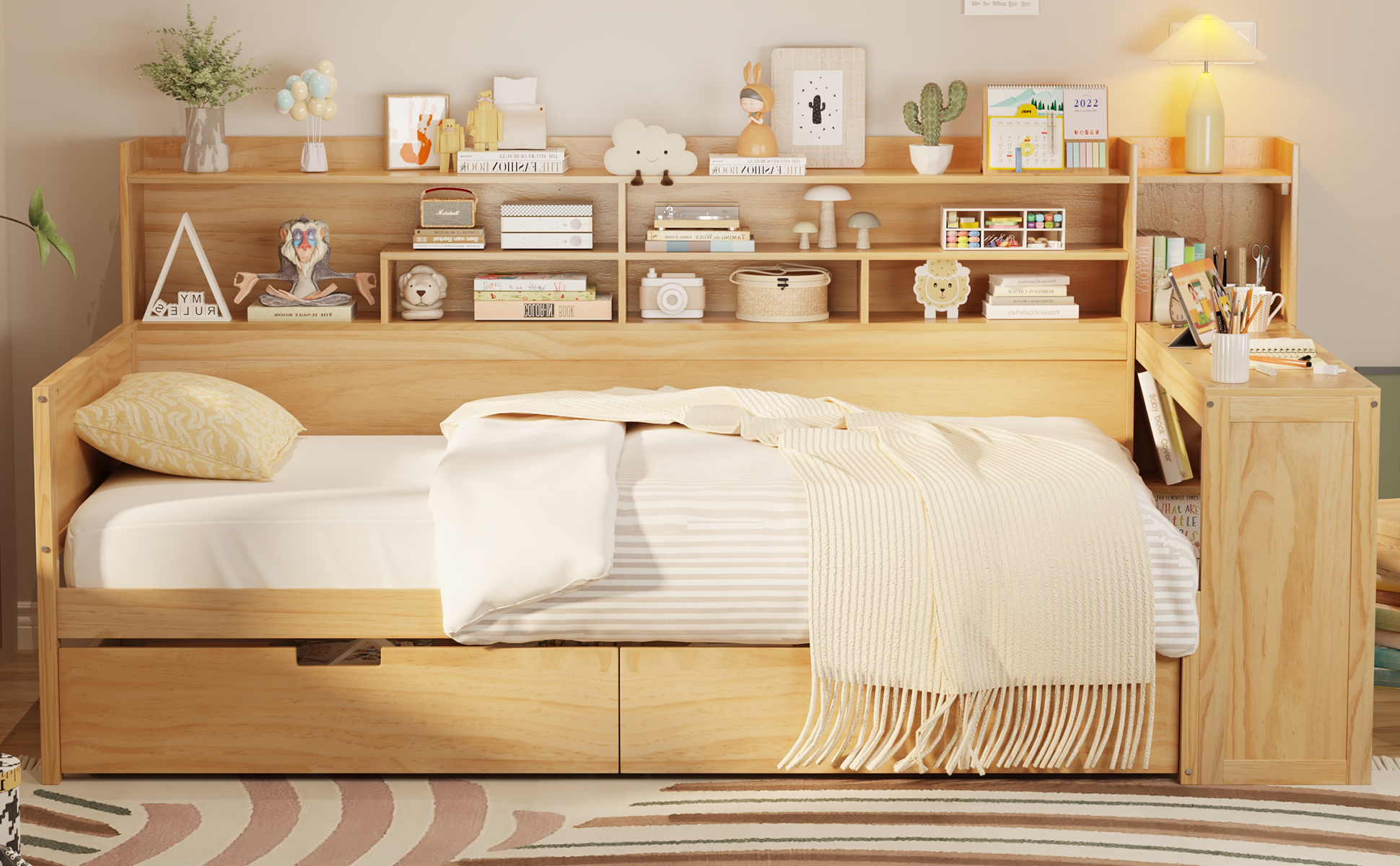 Wooden Twin Size Daybed Storage