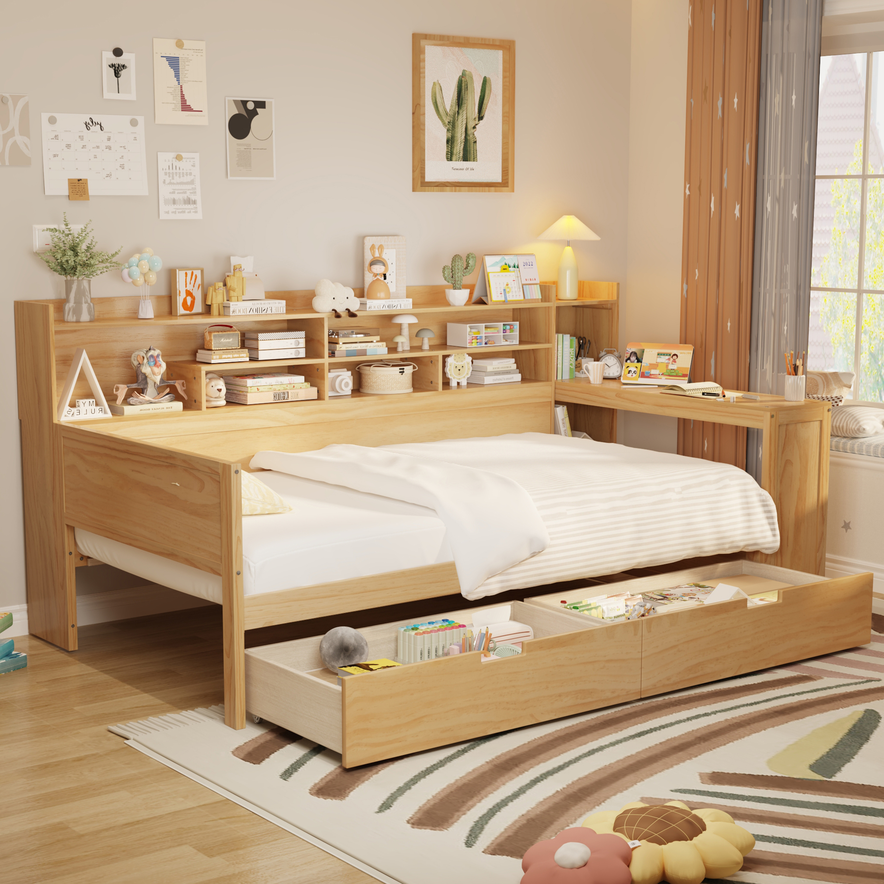 Wooden Twin Size Daybed Storage