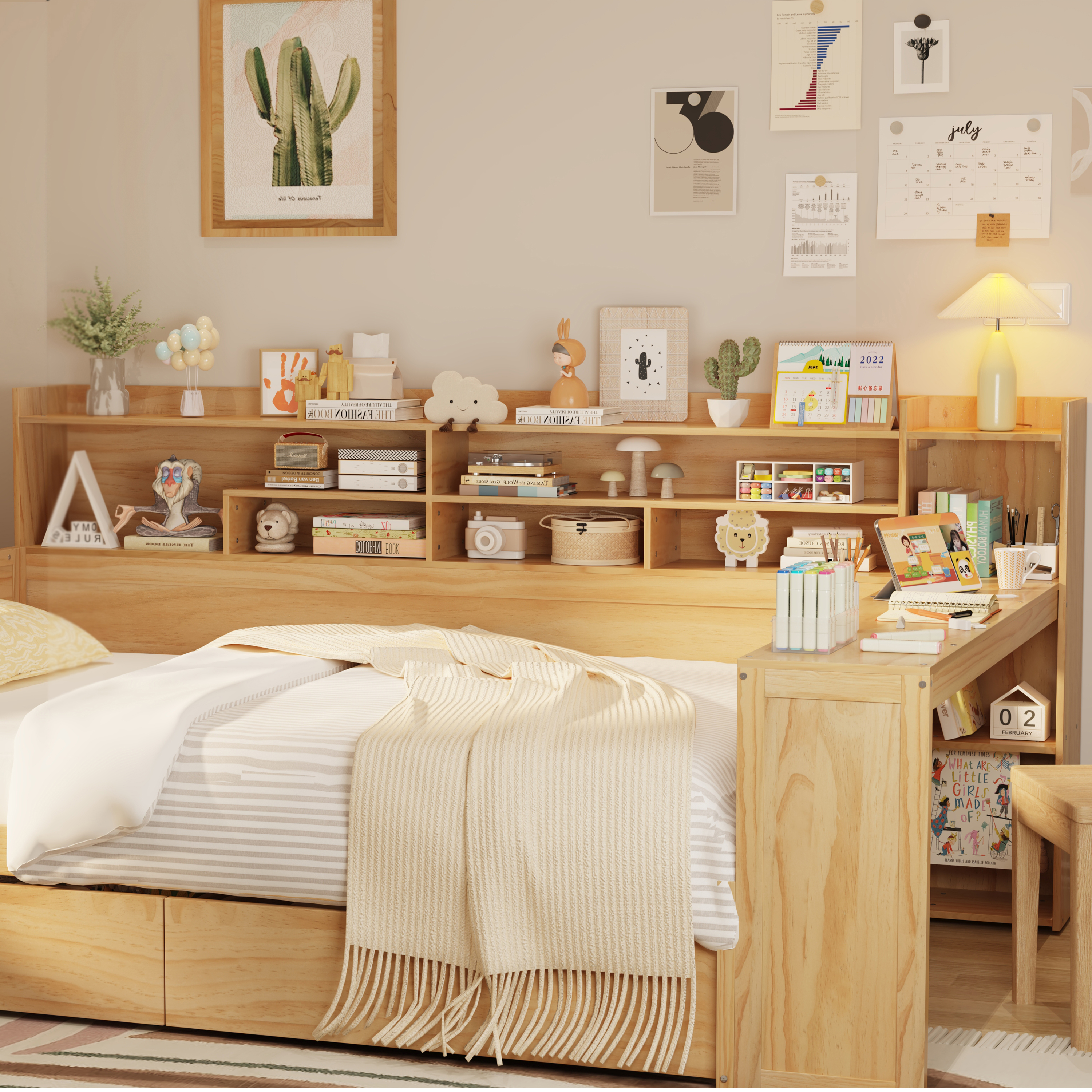 Wooden Twin Size Daybed Storage